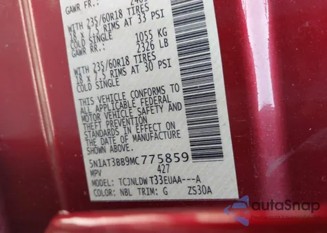 2021 Nissan Rogue Sv Intelligent Awd z USA, uszkodzony, nr VIN 5N1AT3BB9MC775859